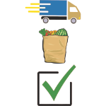 Icons für Handel: Lieferwagen, Einkaufstüte, Checkbox
