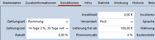 screenshot "Kundendaten Konditionen" - ERP-Software
