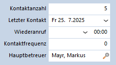 screenshot "Kunde Kontaktplanung" - ERP-Software