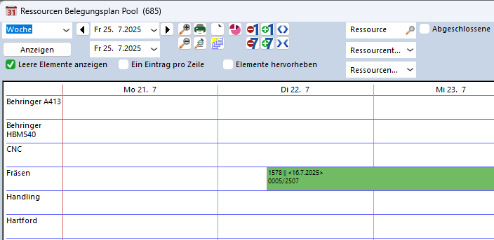 screenshot zu Ressourcenbelegung - ERP-Software
