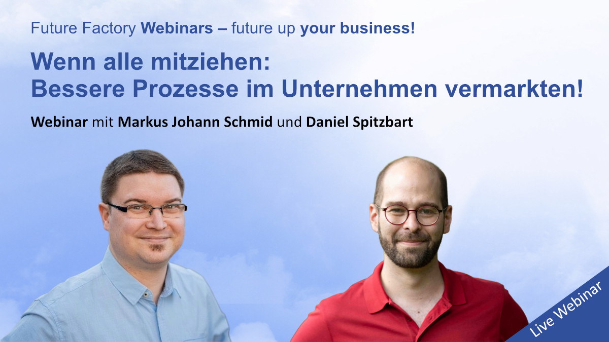 Einladung zum Webinar "Wenn alle mitziehen: Bessere Prozesse im Unternehmen vermarkten.
